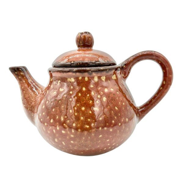 Vintage Saparna Rommel Nueva Ceramic Teapot Brown Speckled Finish With Lid - Picture 1 of 10